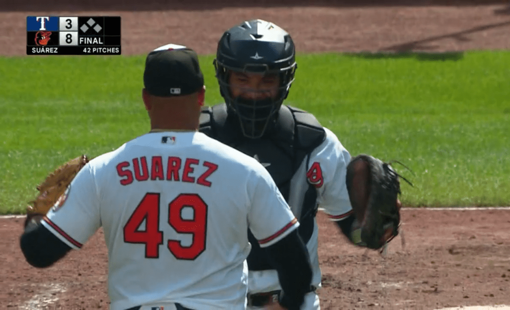 Juego entre Orioles y Texas. Imagen caputra.